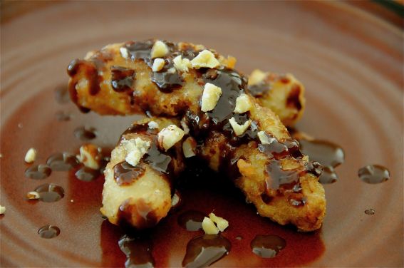 Banana Fritters with Nutella Sauce